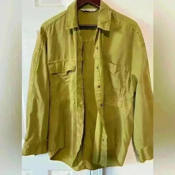 Zara overshirt olive green in excellent condition button down - Picture 1 of 9
